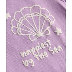 Babyhug 100% Cotton Knit Half Sleeves Floral & Sea Life Printed Oversized T-Shirt - Purple