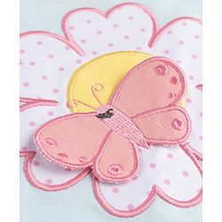 Babyhug 100% Cotton Knit Half Sleeves T-Shirt with Floral & Butterfly Applique - Sky Blue