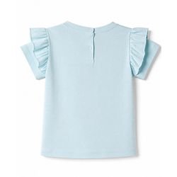 Babyhug 100% Cotton Knit Half Sleeves T-Shirt with Floral & Butterfly Applique - Sky Blue