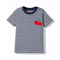 Babyhug Cotton Knit T-Shirt Half Sleeves Oversized Striped with Embroidery Detailing Multi Color 12-18 Months