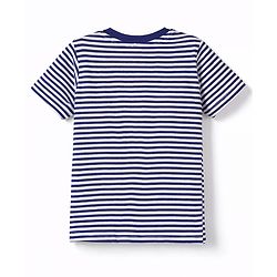 Babyhug Cotton Knit T-Shirt Half Sleeves Oversized Striped with Embroidery Detailing Multi Color 12-18 Months