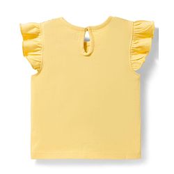 Babyhug Cotton Knit Frill Sleeves T-Shirt With Butterfly Print & Headband - Yellow