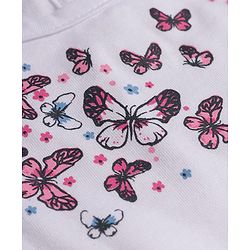 Babyhug Cotton Knit Frill Sleeves T-Shirt with Headband & Butterfly Print - White