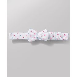 Babyhug Cotton Knit Frill Sleeves T-Shirt with Headband & Butterfly Print - White