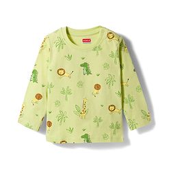 Babyhug Cotton Knit Full Sleeves Jungle Theme Printed Co-Ords T-Shirt & Pyjama Night Suit - Light Green