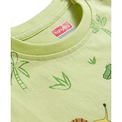 Babyhug Cotton Knit Full Sleeves Jungle Theme Printed Co-Ords T-Shirt & Pyjama Night Suit - Light Green