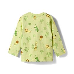 Babyhug Cotton Knit Full Sleeves Jungle Theme Printed Co-Ords T-Shirt & Pyjama Night Suit - Light Green