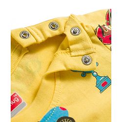 Babyhug Cotton Knit Full Sleeves Racing Theme Printed Co-Ord  T-Shirt & Pyjama Night Suit - Yellow