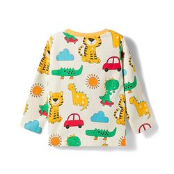 Babyhug Cotton Knit Full Sleeves T-Shirt & Pyjama Co-ord Night Suit with Animal Print - White