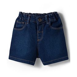 Babyhug Single Jersey Knit Sleeveless Schiffili Top & Denim Shorts Set - Yellow & Blue