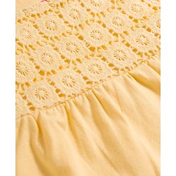 Babyhug Single Jersey Knit Sleeveless Schiffili Top & Denim Shorts Set - Yellow & Blue