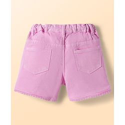 Babyhug Single Jersey Knit Sleeveless Top & Denim Shorts Set With Floral & Butterfly Print - White & Pink