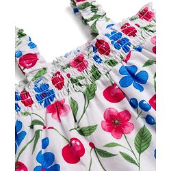 Babyhug Single Jersey Knit Sleeveless Top & Denim Shorts Set with Floral Print - Blue