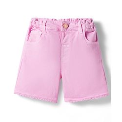 Babyhug Single Jersey Knit Sleeveless Top & Denim Shorts Set With Floral Print - Navy Blue & Pink