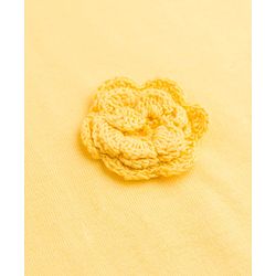 Babyhug Single Jersey Knit Half Sleeves Top & Denim Shorts Set with Crochet Floral Applique - Yellow & Blue