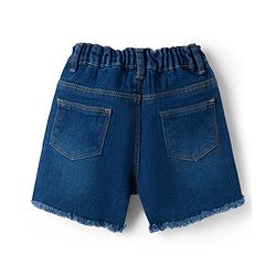 Babyhug Single Jersey Knit Half Sleeves Top & Denim Shorts Set with Crochet Floral Applique - Yellow & Blue