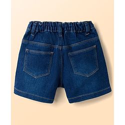 Babyhug Single Jersey Knit Half Sleeves Top & Denim Shorts Set With Floral Print - White & Blue