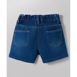 Babyhug Single Jersey Knit Half Sleeves Bow Printed Top & Shorts Set - White & Navy Blue