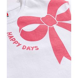 Babyhug Single Jersey Knit Half Sleeves Bow Printed Top & Shorts Set - White & Navy Blue