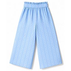 Babyhug Woven Sleeveless Floral Printed & Striped Co-Ords Top & Pant Set - Light Blue