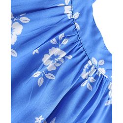 Babyhug Woven Sleeveless Floral Printed Co-Ords Top & Pant Set - Blue