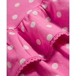 Babyhug Single Jersey Knit Sleeveless Polka Dot Printed Top & Denim Shorts Set - Pink & White