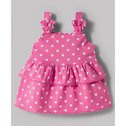 Babyhug Single Jersey Knit Sleeveless Polka Dot Printed Top & Denim Shorts Set - Pink & White