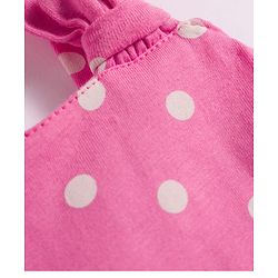 Babyhug Single Jersey Knit Sleeveless Polka Dot Printed Top & Denim Shorts Set - Pink & White