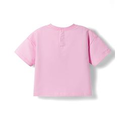 Babyhug Single Jersey Knit Half Sleeves Top & Denim Skirt Set With Awesome Print - Pink & Blue
