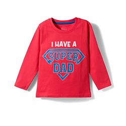 Babyhug Cotton Knit Full Sleeves Text Printed T-Shirt & Pyjama Night Suit - Red & Blue