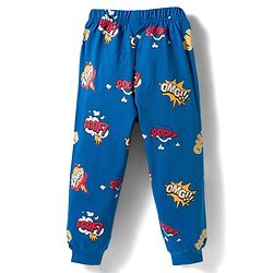 Babyhug Cotton Knit Full Sleeves Text Printed T-Shirt & Pyjama Night Suit - Red & Blue