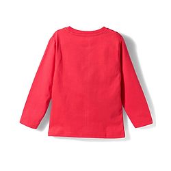 Babyhug Cotton Knit Full Sleeves Text Printed T-Shirt & Pyjama Night Suit - Red & Blue