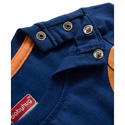 Babyhug Cotton Knit Full Sleeves T-Shirt & Pyjama Night Suit with Basketball Print - Navy Blue