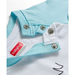 Babyhug Cotton Knit Full Raglan Sleeves T-Shirt & Pyjama Night Suit With Animal Print - Light Blue
