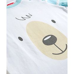 Babyhug Cotton Knit Full Raglan Sleeves T-Shirt & Pyjama Night Suit With Animal Print - Light Blue