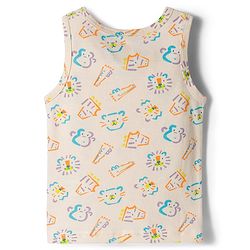 Babyhug 100% Cotton Knit Sleeveless Sando Vests with Animal Print Pack of 3 - Multicolor