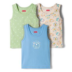 Babyhug 100% Cotton Knit Sleeveless Sando Vests with Animal Print Pack of 3 - Multicolor