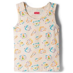 Babyhug 100% Cotton Knit Sleeveless Sando Vests with Animal Print Pack of 3 - Multicolor