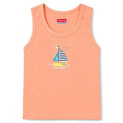 Babyhug 100% Cotton Knit Sleeveless Striped & Nautical Theme Printed Sando Vests Pack Of 3 - Multicolor