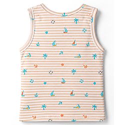 Babyhug 100% Cotton Knit Sleeveless Striped & Nautical Theme Printed Sando Vests Pack Of 3 - Multicolor