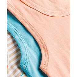 Babyhug 100% Cotton Knit Sleeveless Striped & Nautical Theme Printed Sando Vests Pack Of 3 - Multicolor