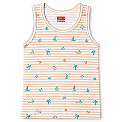 Babyhug 100% Cotton Knit Sleeveless Striped & Nautical Theme Printed Sando Vests Pack Of 3 - Multicolor