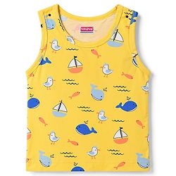 Babyhug Single Jersey Knit Sleeveless Striped & Boat Printed Sando Pack Of 3 - Multicolour