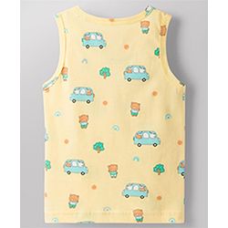 Babyhug 100% Cotton Knit Sleeveless Sando Vests with Car & Teddy Print Pack of 3 - Multicolor