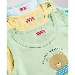 Babyhug 100% Cotton Knit Sleeveless Sando Vests with Car & Teddy Print Pack of 3 - Multicolor