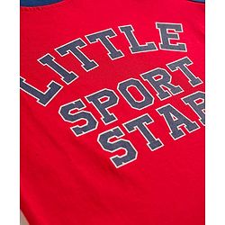Babyhug Cotton Knit Full Raglan Sleeves Sports Printed T-Shirt & Pyjama Night Suit - Red
