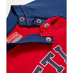 Babyhug Cotton Knit Full Raglan Sleeves Sports Printed T-Shirt & Pyjama Night Suit - Red