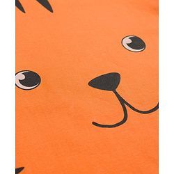 Babyhug Cotton Knit Raglan Full Sleeves T-Shirt & Pyjama Night-Suit With Tiger Print - Orange & Blue