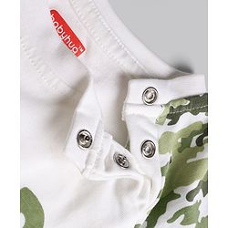 Babyhug Cotton Knit Half Raglan Sleeves Safari Theme & Camouflage Printed T-Shirt & Shorts Night Suit - White & Olive Green