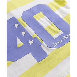 Babyhug 100% Cotton Knit Half Sleeves Striped Polo T-Shirt With Sports Theme Front & Back Print - Multicolor
